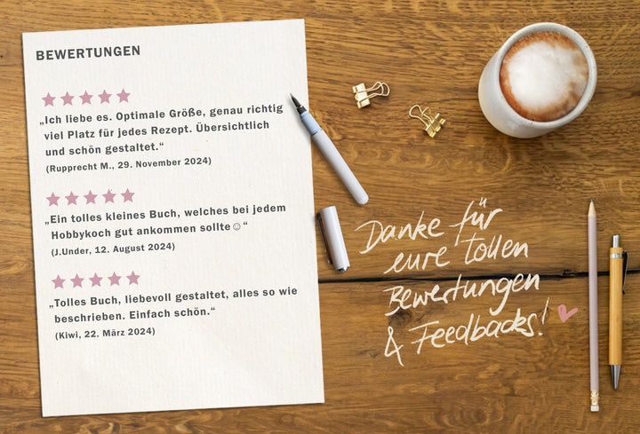 Kleines alles-drin A5 Rezeptbuch zum Selberschreiben | DIY Kochbuch, Backbuch, Geschenkidee | Grün Weiß, FSC-Papier, Softcover