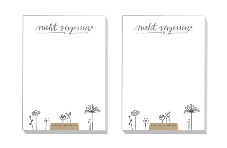 2er Set Mini Notizblock für Aufgaben - nicht vergessen | A7 Recyclingpapier Abreißblock, 50 Blatt | Geschenk für Mitarbeiter, WG, Kinder | weiß beige