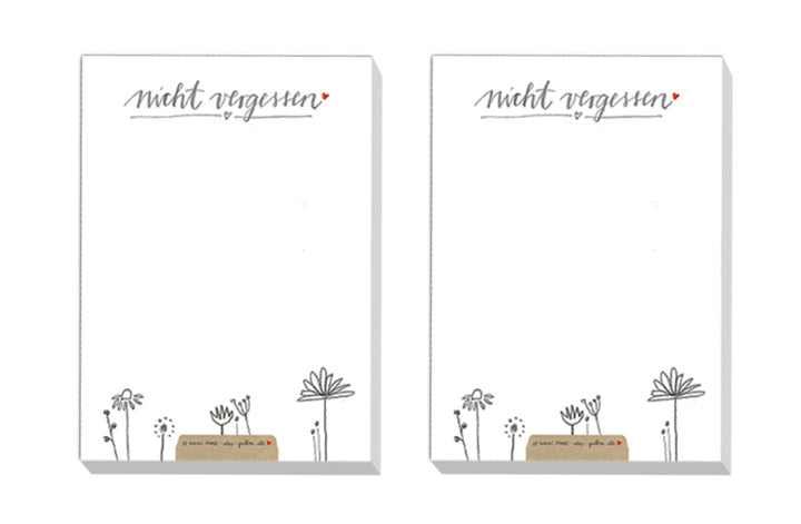 2er Set Mini Notizblock für Aufgaben - nicht vergessen | A7 Recyclingpapier Abreißblock, 50 Blatt | Geschenk für Mitarbeiter, WG, Kinder | weiß beige
