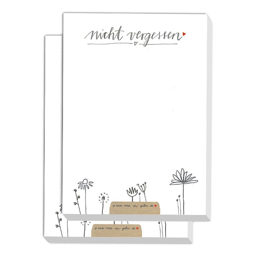 2er Set Mini Notizblock für Aufgaben - nicht vergessen | A7 Recyclingpapier Abreißblock, 50 Blatt | Geschenk für Mitarbeiter, WG, Kinder | weiß beige