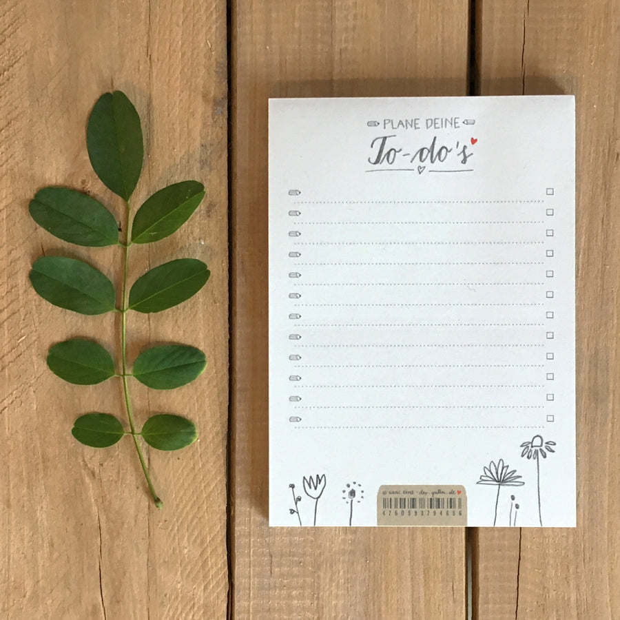 A6 Organizer To-Do-Block - Recyclingpapier Notizblock, Notizzettel, Einkaufsliste, 50 Blatt Abreißblock, Weiß Beige, für Küche, Büro, Team & WG