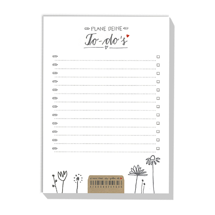 A6 Organizer To-Do-Block - Recyclingpapier Notizblock, Notizzettel, Einkaufsliste, 50 Blatt Abreißblock, Weiß Beige, für Küche, Büro, Team & WG