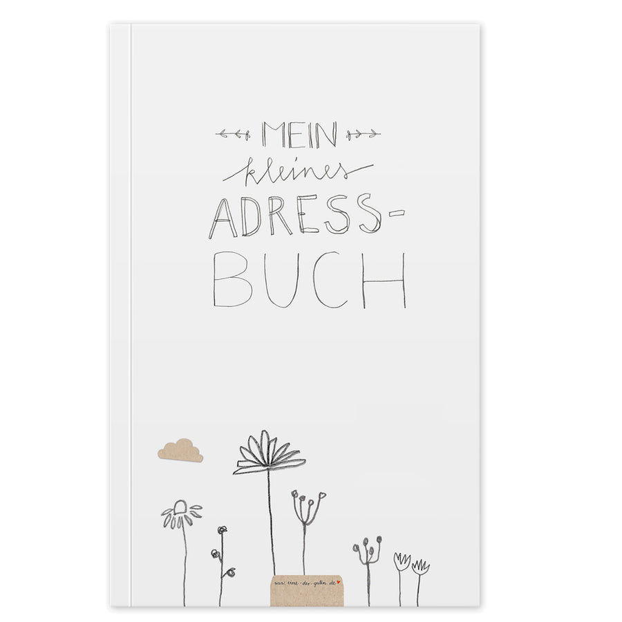 Adressbuch weiß im floralen Design | kleines handliches Notizbuch mit Register zum Ausschneiden | Softcover, liniert, 11,5x18 cm, Recyclingpapier