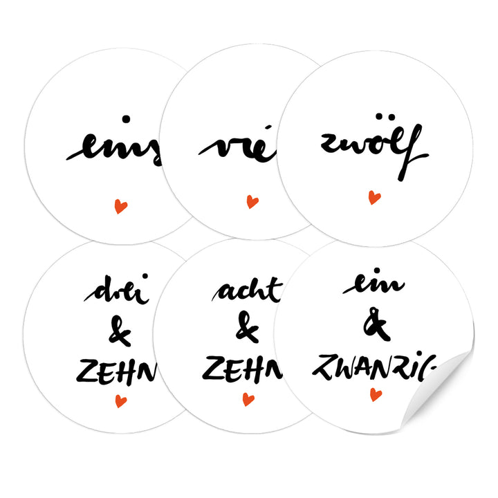 Adventskalenderzahlen für Erwachsene, runde Zahlen Etiketten zum Adventskalender Basteln, Weiß, selbstklebend, 40 mm, zeitlos schlicht, Männer