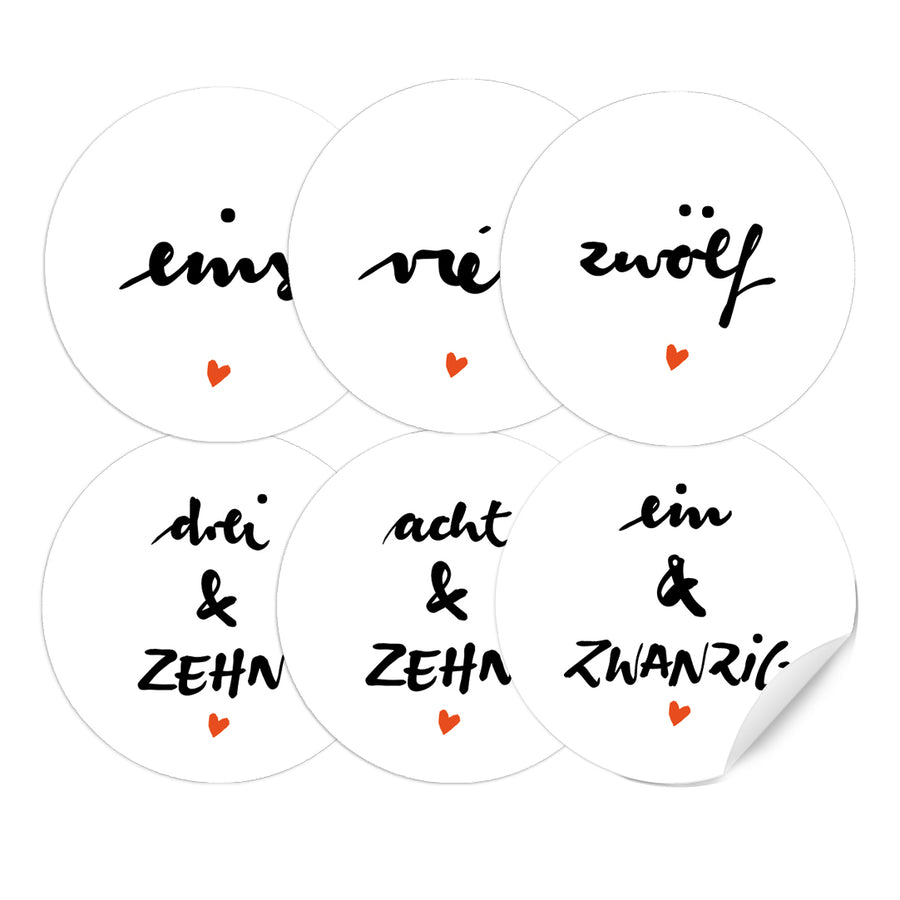 Adventskalenderzahlen für Erwachsene, runde Zahlen Etiketten zum Adventskalender Basteln, Weiß, selbstklebend, 40 mm, zeitlos schlicht, Männer