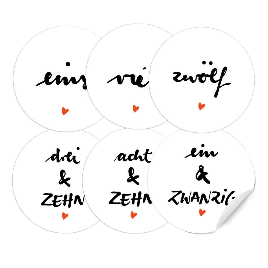 Adventskalenderzahlen für Erwachsene, runde Zahlen Etiketten zum Adventskalender Basteln, Weiß, selbstklebend, 40 mm, zeitlos schlicht, Männer