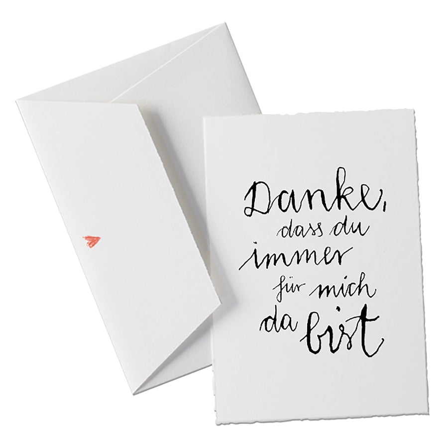 Dankeskarte mit Umschlag - Danke, dass du immer für mich da bist - Grußkarte aus Büttenpapier als Dankeschön zum Geburtstag, Muttertag, Vatertag