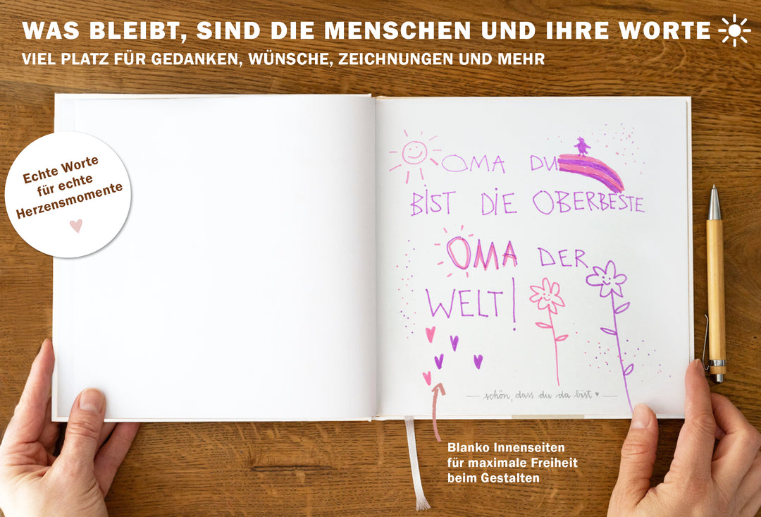 Hochzeitsgästebuch Hardcover mit blanko Seiten, zeitlos stilvolles Kalligrafie Design