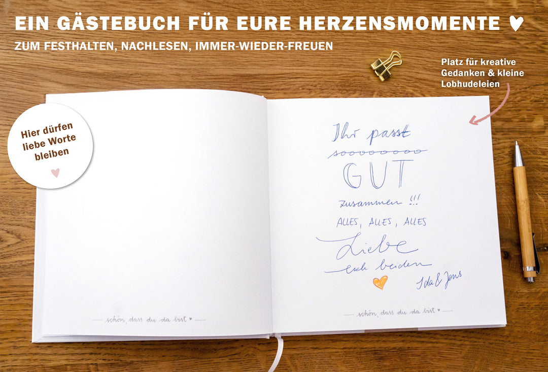 Design Hochzeitsgästebuch für Minimalisten Hochzeit, Weiß Schwarz