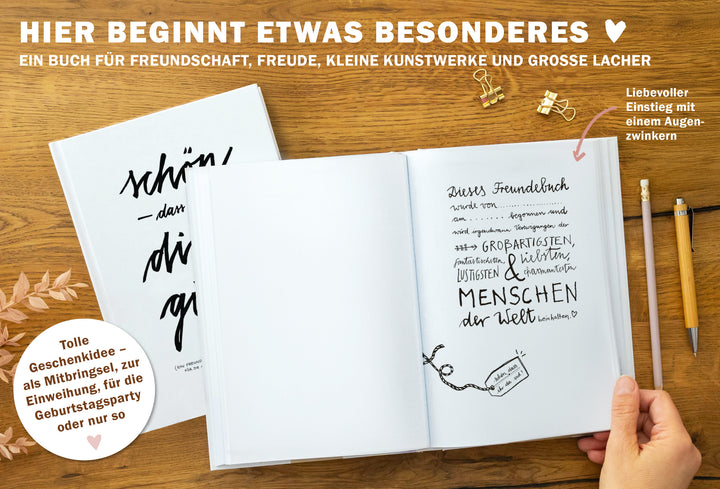 Witziges Gästebuch mit Fragen zum Ausfüllen | Freundebuch für Erwachsene zum Schreiben & Malen | FSC Papier klimaneutral |  Weiß | Hardcover