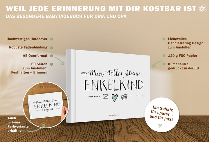 Babytagebuch für die Großeltern, Geschenk für erstes Enkelkind