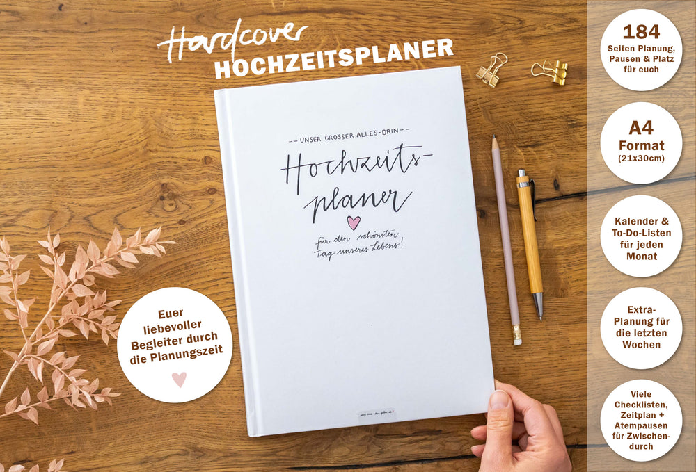 Notizbuch & Hochzeitsplaner für deine Hochzeitsplanung im DIY Bleistift Design