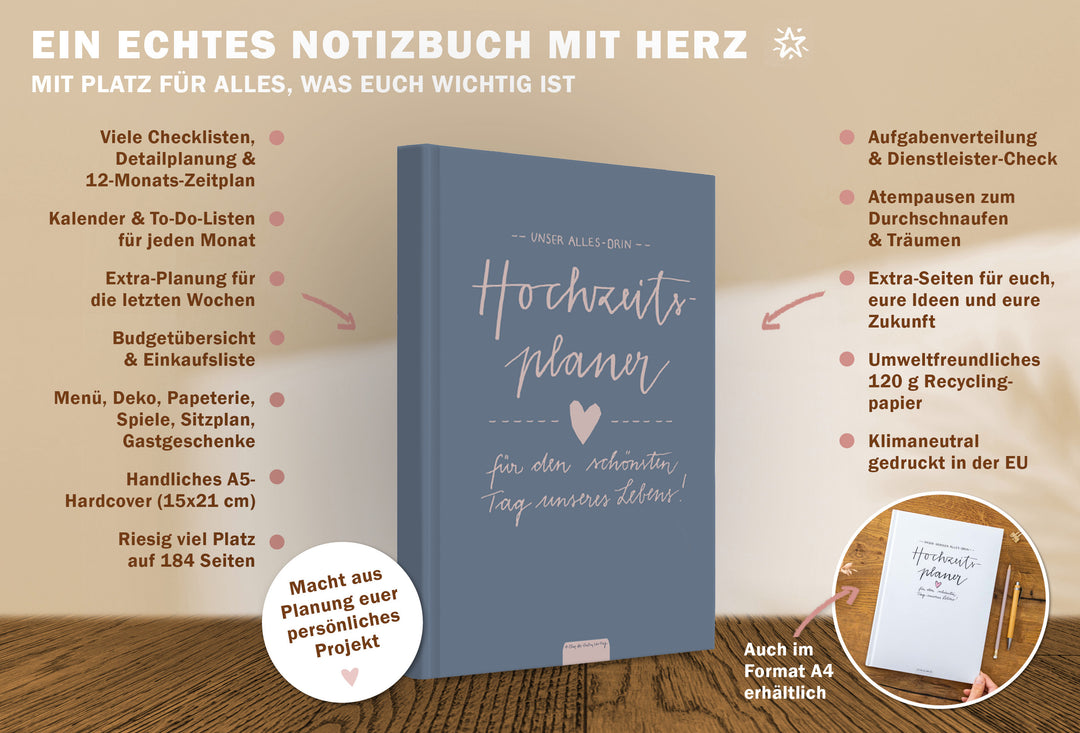 Hochzeitsplaner für wichtige Termine, Standesamt etc.