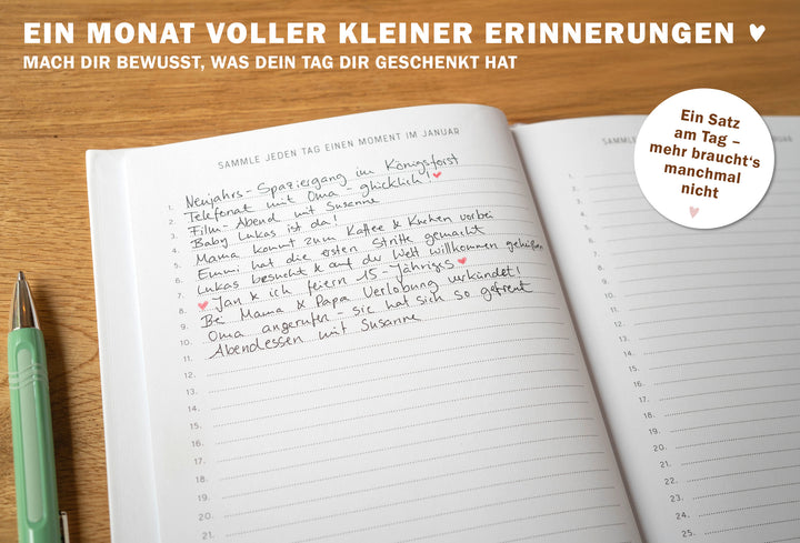 Notizbuch & Erinnerungsalbum für große Momente und besondere Augenblicke, Weiß Beige