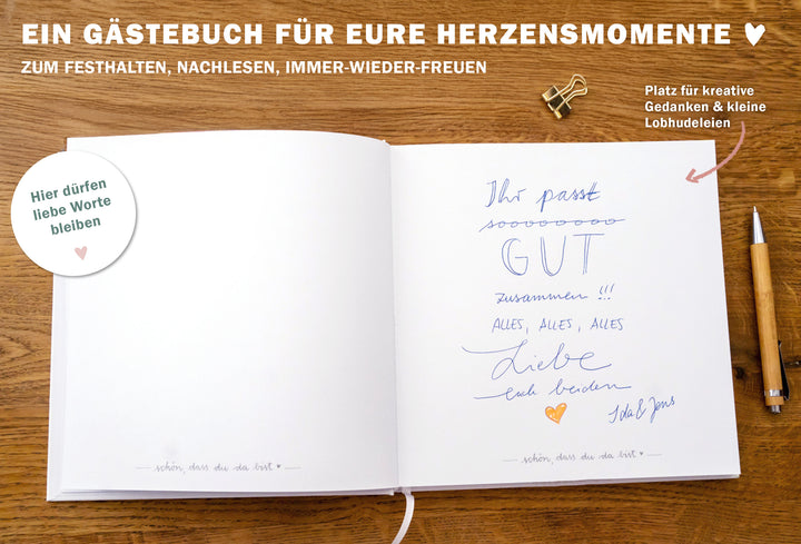 Design Hochzeitsgästebuch für Minimalisten Hochzeit, Weiß Salbei Grün