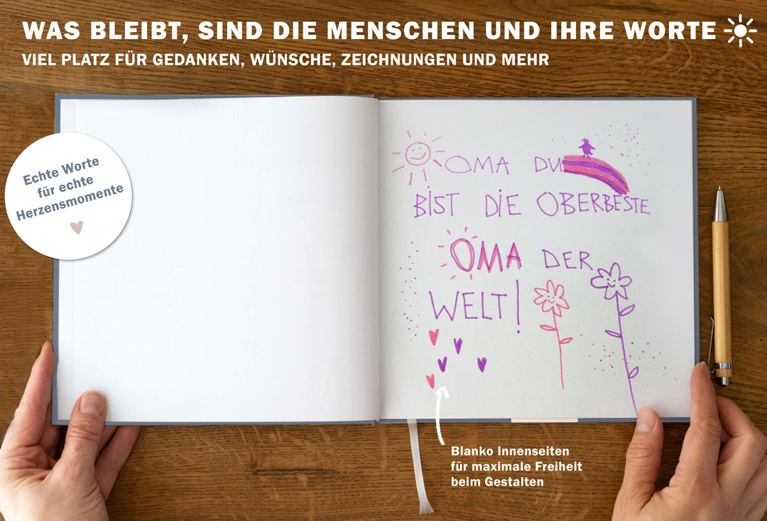 Hochzeitsgästebuch Hardcover mit blanko Seiten, zeitlos stilvolles Kalligrafie Design