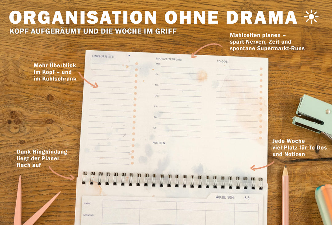 A5 Familienplaner undatiert als flexibler Tischkalender für Familien