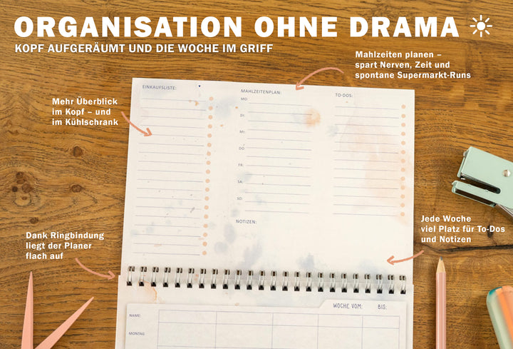 A5 Familienplaner undatiert als flexibler Tischkalender für Familien