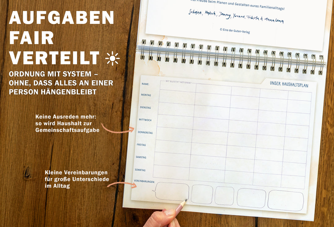 A5 Familienplaner undatiert als flexibler Tischkalender mit Geburtstagskalender für Familien, Büros, WGs
