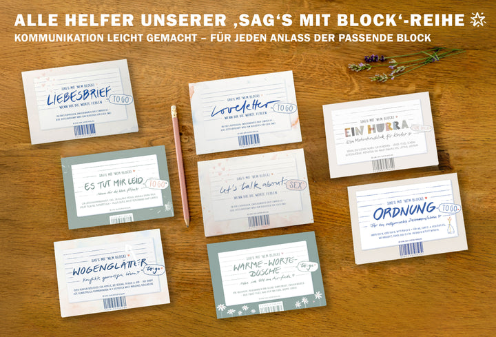 Briefblock to go – Es tut mir leid Entschuldigungsblock | A6 Abreißblock mit 50 Blatt | ehrliche Entschuldigungen statt leerem Sorry