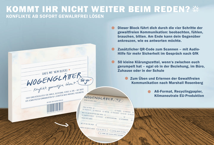 Briefblock – Wogenglätter to go |  A6 Abreißblock mit 50 Blatt | GFK Konflikt-Klärungsblock für ehrliche Gespräche