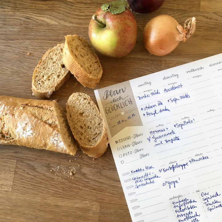 Essensplaner, Putzplan, Lernplan für die Woche, Plan dich glücklich - Block, Tischkalender, Organiser, Abreißblock, Terminplaner, A4, 25 Blatt