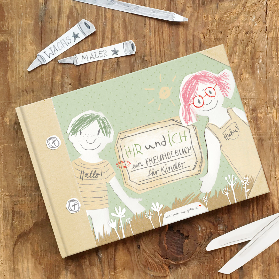 Freundebuch für Kinder, Ihr und ich Kinderfreundebuch für Schule & Kindergarten, A5 Quer, Hardcover, Eintragbuch als Poesiealbum für Jungen & Mädchen