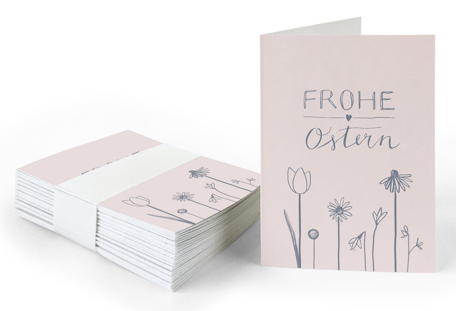 25 Geschenkanhänger frohe Ostern | Rosa Blau | originelle mini Osterkarten zum Ostergeschenke Beschriften | A7 Recyclingpapier Klappkarten