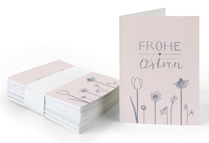25 Geschenkanhänger frohe Ostern | Rosa Blau | originelle mini Osterkarten zum Ostergeschenke Beschriften | A7 Recyclingpapier Klappkarten