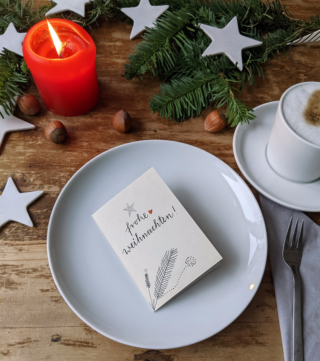 25 Geschenkanhänger frohe Weihnachten! CREME | originelle mini Weihnachtskarten zum Weihnachtsgeschenke Beschriften | A7 Recyclingpapier Klappkarten