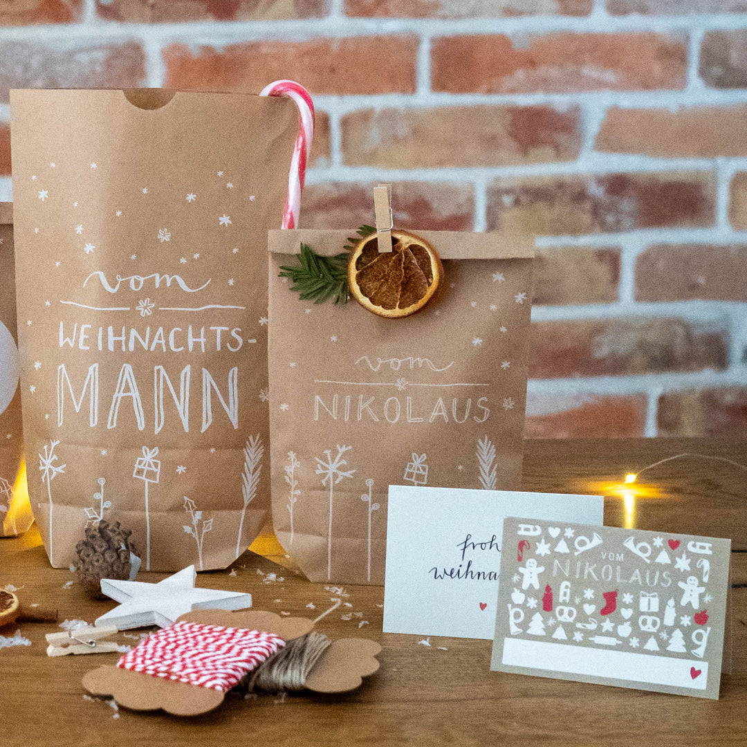 25 Geschenkanhänger frohe Weihnachten! KUPFER | originelle mini Weihnachtskarten zum Weihnachtsgeschenke Beschriften | A7 Recyclingpapier Klappkarten