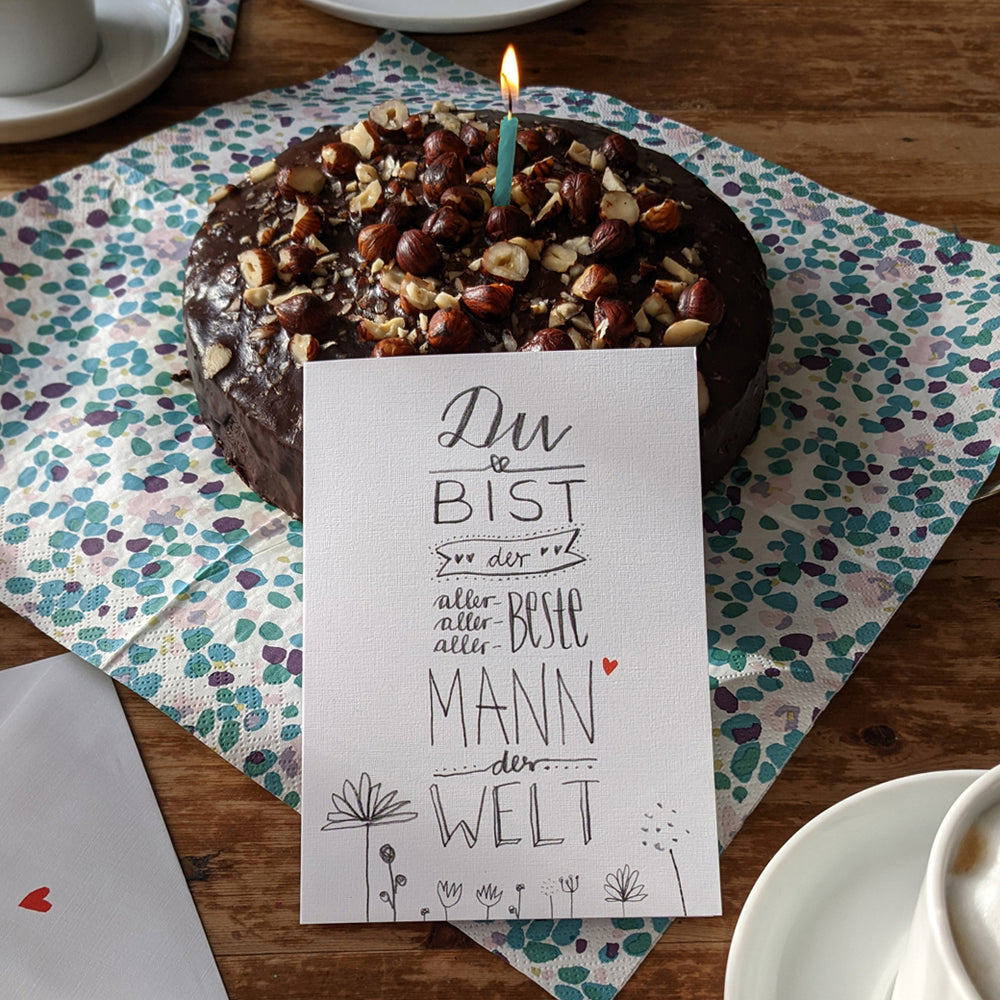 Vatertagskarte für den besten Papa der Welt - Glückwunschkarte oder Dankeschön Grußkarte zum Vatertag & Geburtstag, Klappkarte mit Umschlag