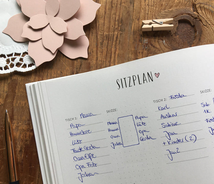 XXL Hochzeitsplaner mit vielen Checklisten, Zeitplan, To-do-Listen, Wedding Planner als Notizbuch, 184 S., A4, Hardcover, weiß, Recyclingpapier, klimaneutral gedruckt