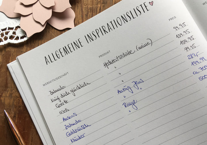 XXL Hochzeitsplaner mit vielen Checklisten, Zeitplan, To-do-Listen, Wedding Planner als Notizbuch, 184 S., A4, Hardcover, weiß, Recyclingpapier, klimaneutral gedruckt