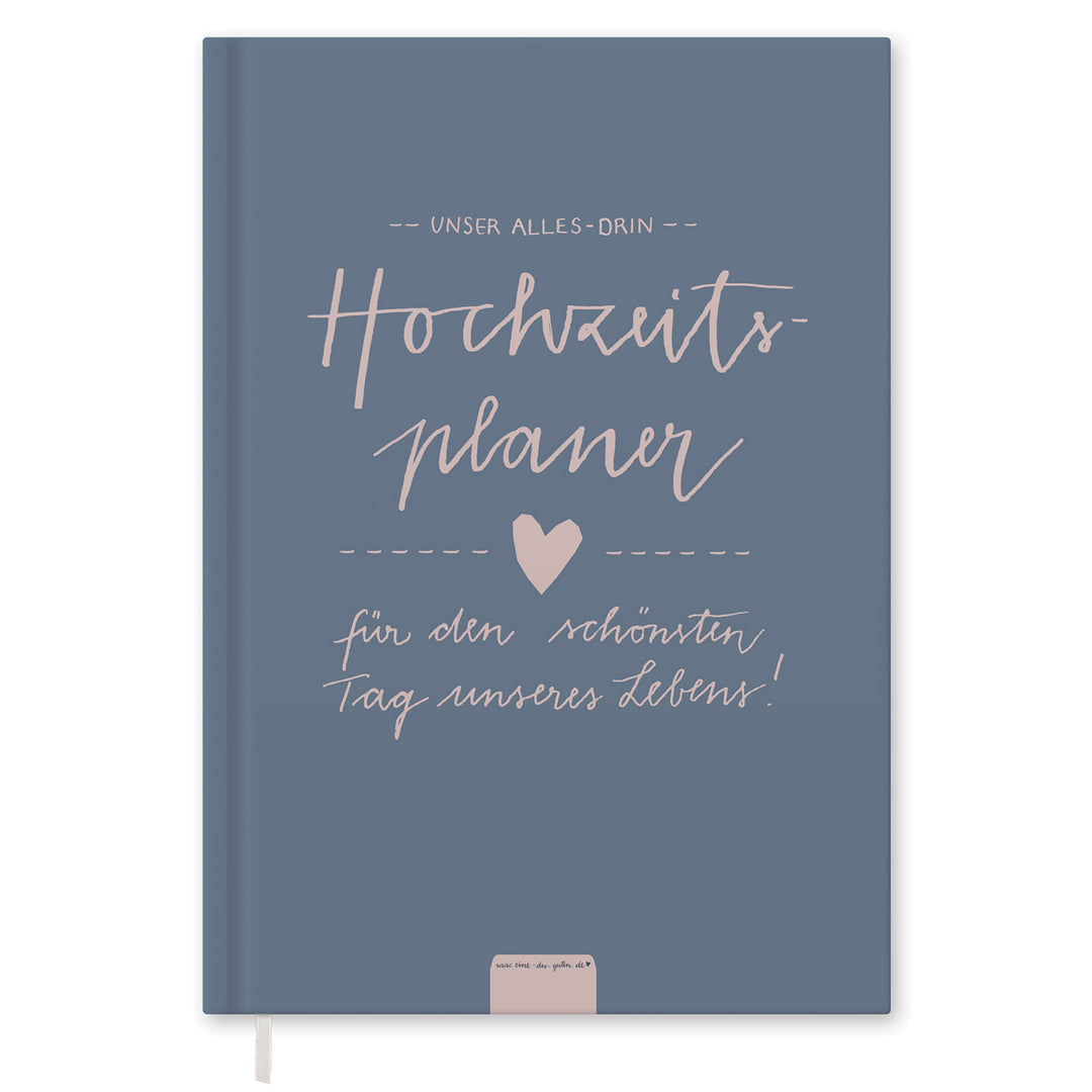 Hochzeitsplaner mit vielen Checklisten, Zeitplan, To-do-Listen, A5 Wedding Planner Notizbuch, 184 S., Hardcover, blau rosa, Recyclingpapier, klimaneutral
