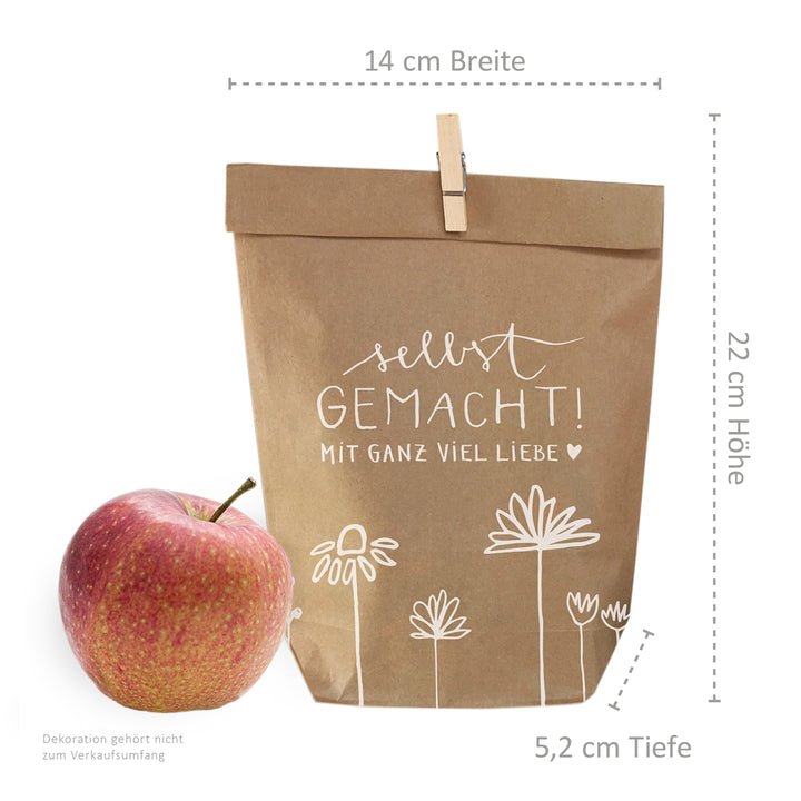24 Geschenktüten - selbstgemacht! | für persönliche Geschenke zu Weihnachten, Geburtstag, Hochzeit | Geschenkpapier Alternative | 14 x 22 cm | mit 24 FSC Holz Miniklammern