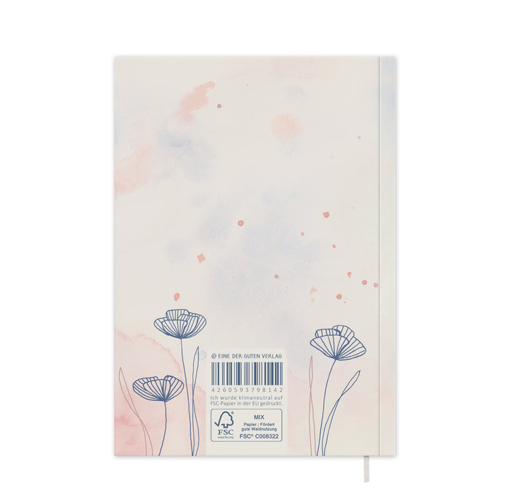 A5 Terminkalender – Studienplaner 2025 2026 | 18 Monate Wochenplaner mit Leseband | Softcover Taschenkalender & Terminplaner | Creme Blau Rosa