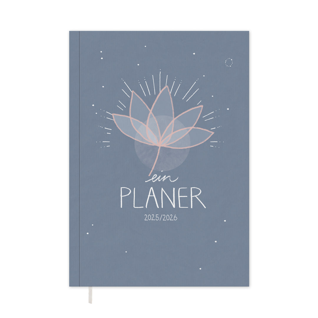 A5 Terminkalender – Studienplaner 2025 2026 | 18 Monate Wochenplaner mit Leseband | Softcover Terminplaner im Spalten-Layout | Blau Rosa
