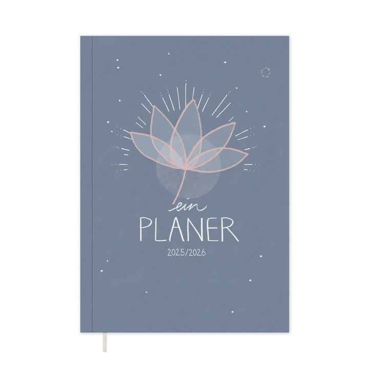 A5 Terminkalender – Studienplaner 2025 2026 | 18 Monate Wochenplaner mit Leseband | Softcover Terminplaner im Spalten-Layout | Blau Rosa