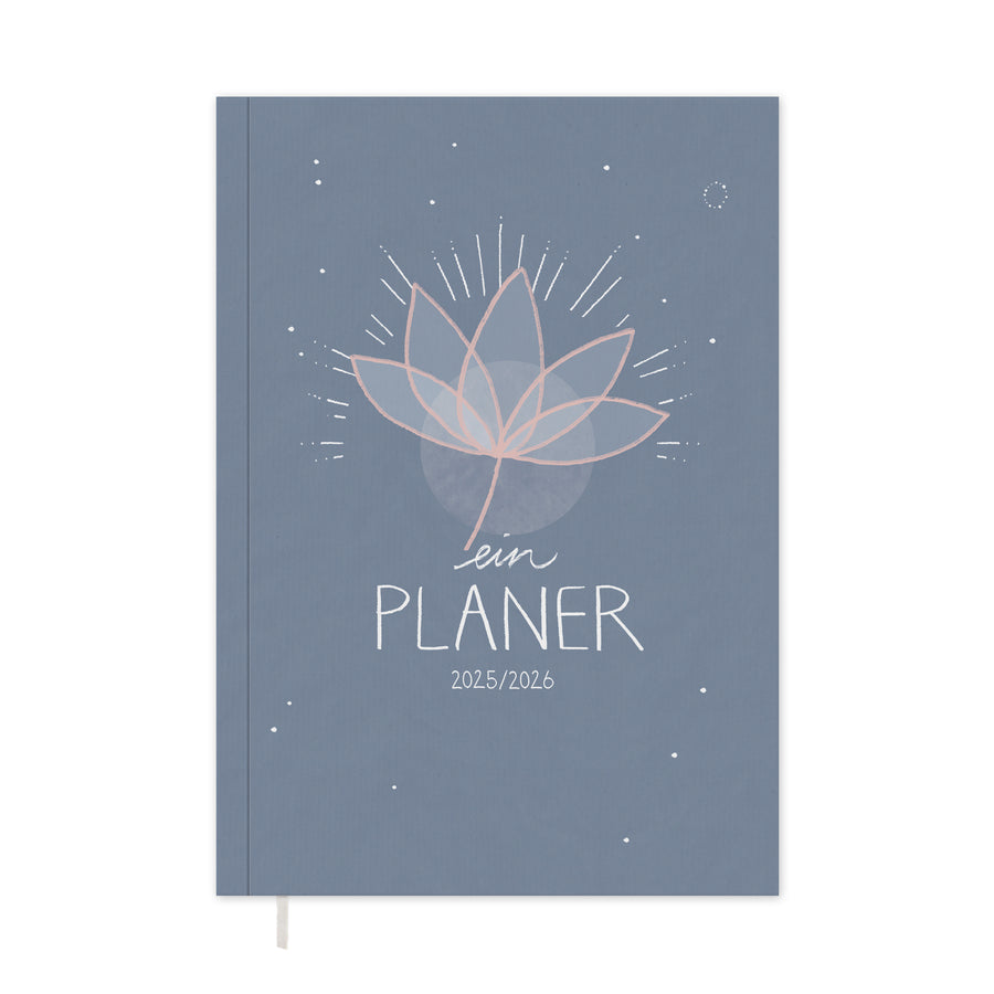 A5 Terminkalender – Studienplaner 2025 2026 | 18 Monate Wochenplaner mit Leseband | Softcover Terminplaner im Spalten-Layout | Blau Rosa