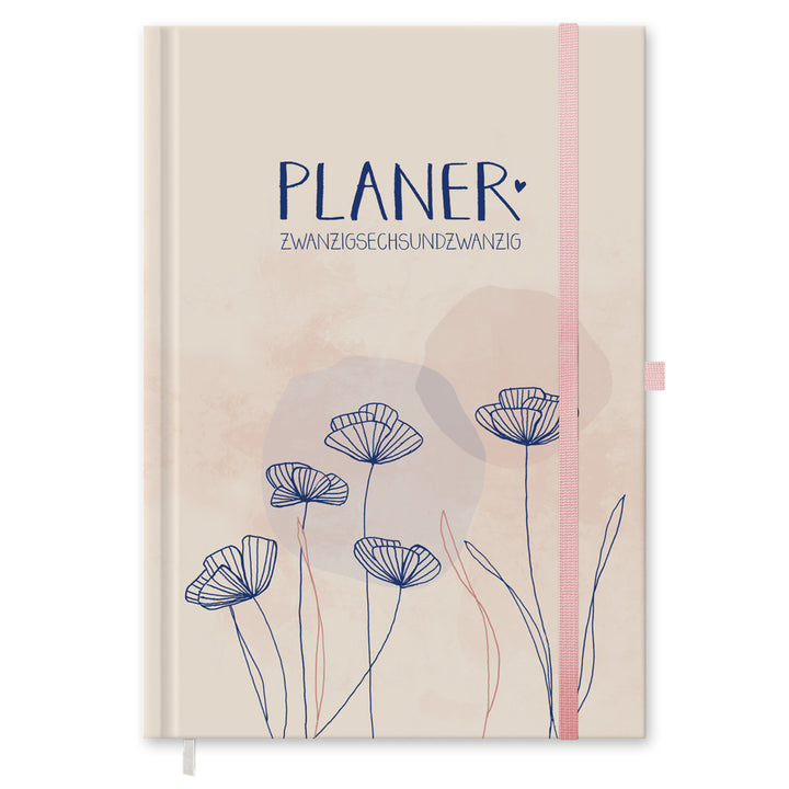 Kalender 2026 Creme Rosa mit Hilfestellungen für mehr Achtsamkeit