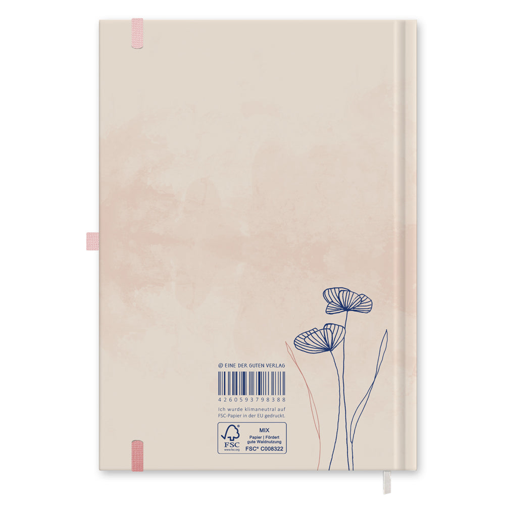 A5 Terminkalender 2026 rosa beige blau mit blanko Seiten liniert für Notizen & Ideen