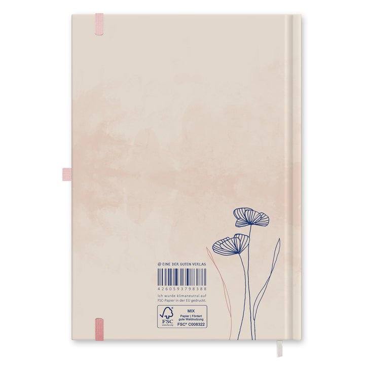 A5 Terminkalender 2026 rosa beige blau mit blanko Seiten liniert für Notizen & Ideen