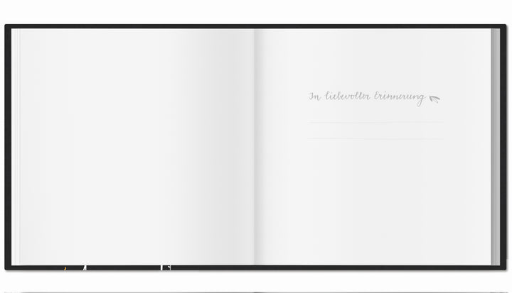 Schwarzes Kondolenzbuch zur Trauerfeier - In liebevoller Erinnerung - hochwertiges Design mit Blumen, stabiler Einband, 100 S, Blanko, 21x21cm