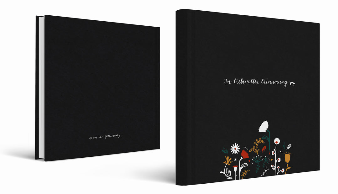 Beiges Kondolenzbuch zur Trauerfeier - In liebevoller Erinnerung - hochwertiges Design mit Blumen, stabiler Einband, 100 S, Blanko, 21x21cm