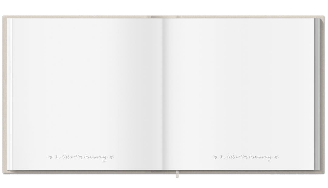 Beiges Kondolenzbuch zur Trauerfeier - In liebevoller Erinnerung - hochwertiges Design mit Blumen, stabiler Einband, 100 S, Blanko, 21x21cm