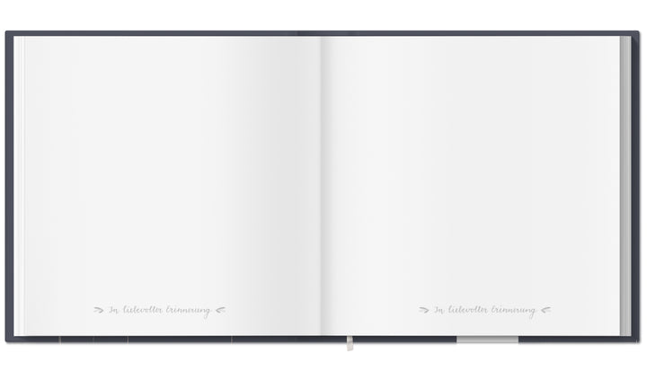 Blaues Kondolenzbuch zur Trauerfeier - wir werden dich vermissen - hochwertiges Design mit Blumen, stabiler Einband, 100 S, Blanko, 21x21cm