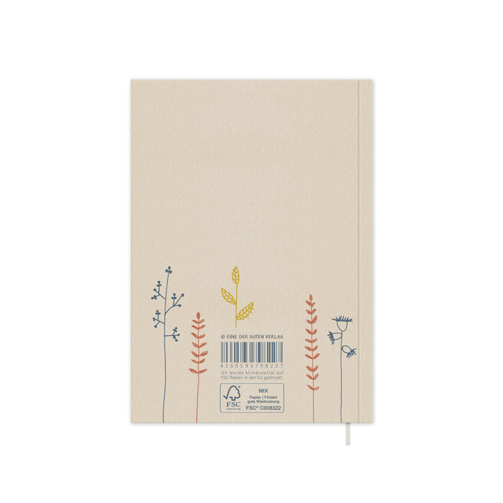 Dear Diary – Tagebuch & Notizbuch für Erwachsene und Teenager, 92 Seiten liniert, A5 Softcover, FSC Papier, Creme Beige mit Blumen