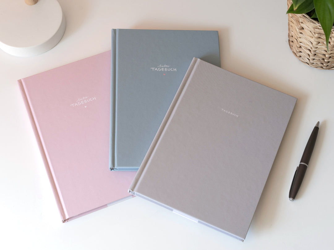 Liebes Tagebuch, großes Notizbuch und Tagebuch für Erwachsene, Mädchen und Jungen, liniert, 120 Seiten, 80 g Recyclingpapier, Hardcover 18x24,5cm, Blau