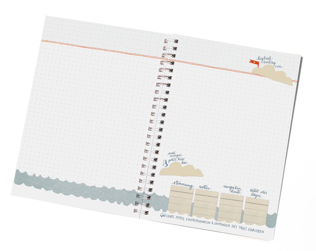 Reisetagebuch A5 zum selberschreiben & gestalten | Logbuch einer Reise | dotted, Blau